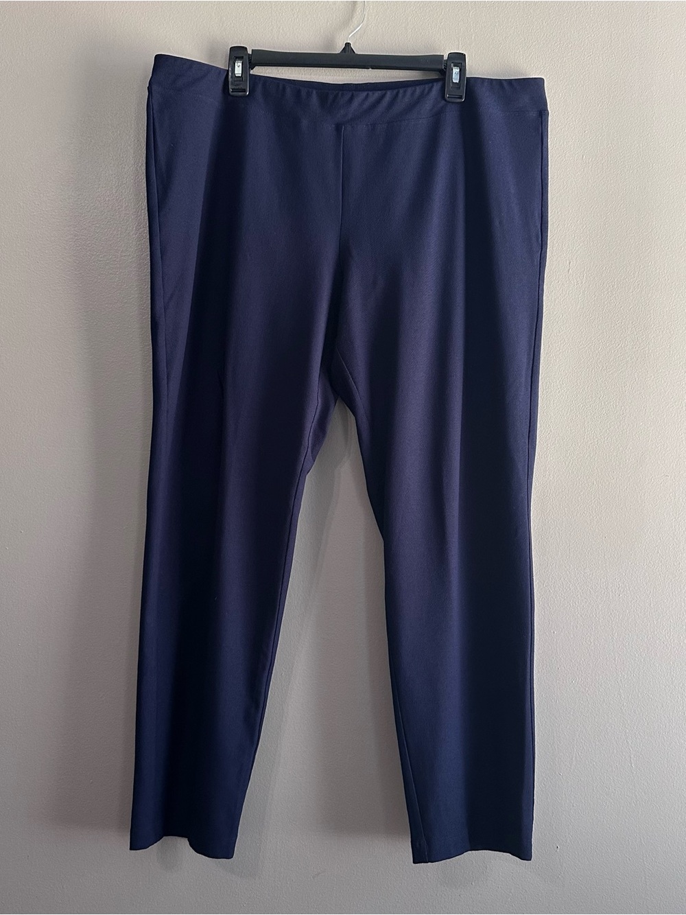Eileen Fisher Navy Blue Washable Crepe Straight Leg Pull-on Pants Womens 1X